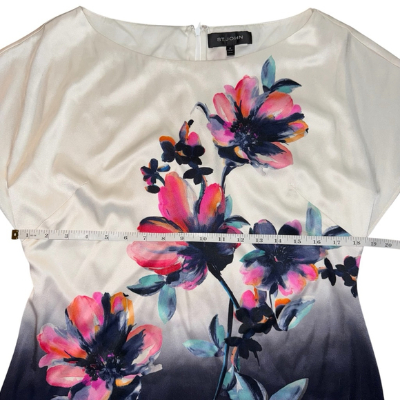 St. John Floral Print Silk Dress Size 10 on “The Talk” designer Fall Cap Classy - Picture 5 of 7
